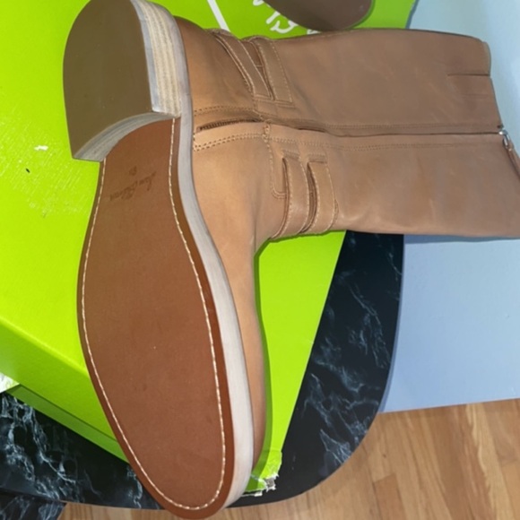 Sam Edelman Freda Tall Leather Riding Boots Tan Size 8.5 Moto Biker Buckles NEW - Picture 12 of 16